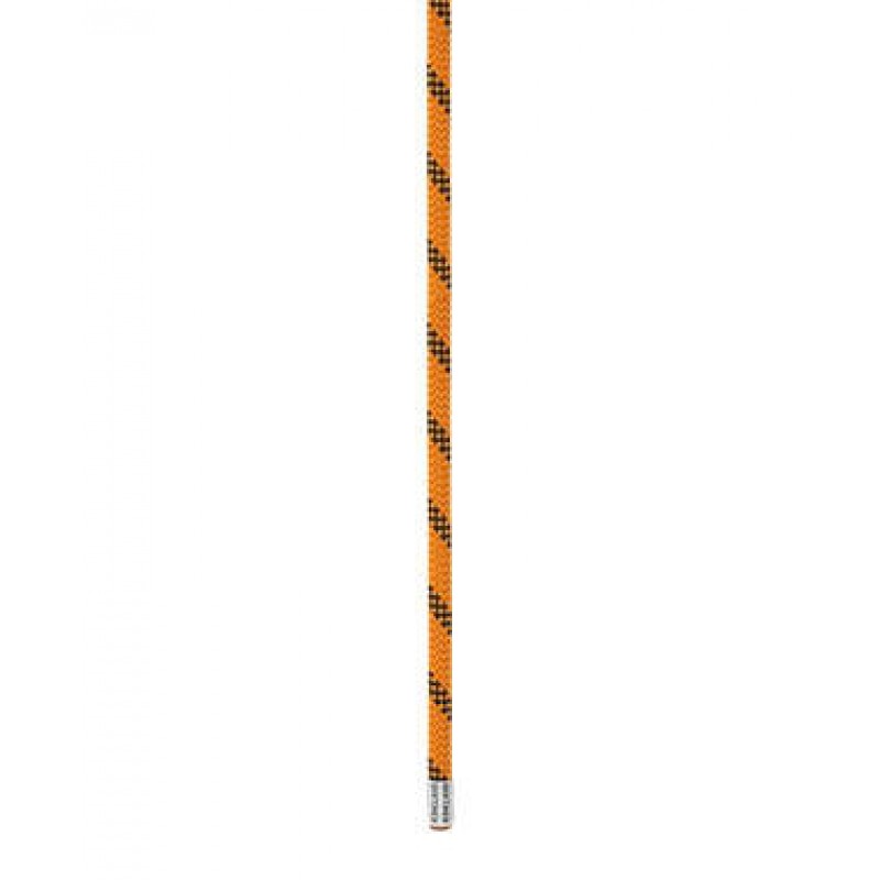 Orangefarbener Kletterseil mit schwarzem Muster, ideal für Outdoor-Aktivitäten und Sicherheit beim Klettern.