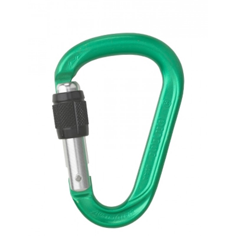 Grüner Karabinerhaken mit Schraubverschluss für Klettern und Outdoor-Aktivitäten