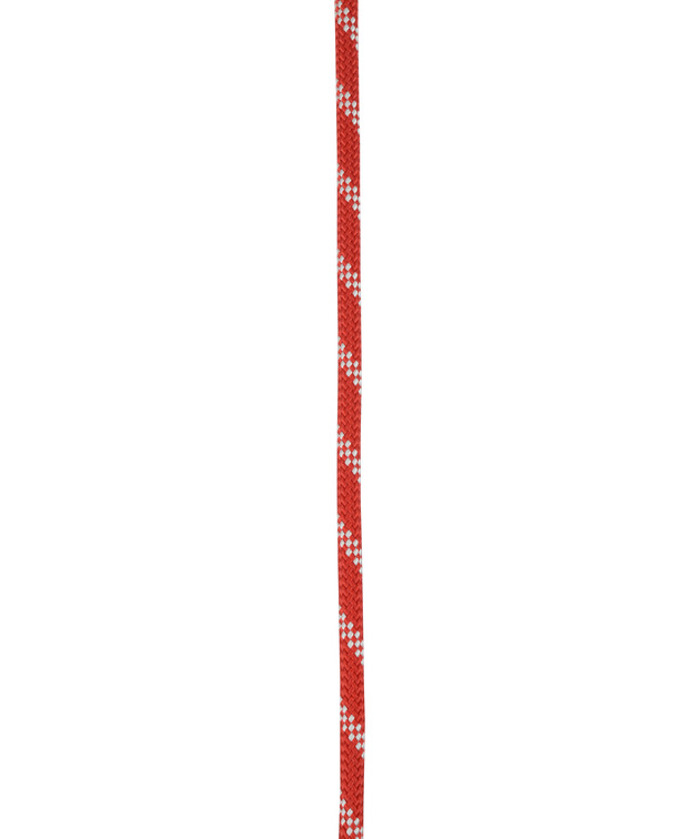 Roter Schnürsenkel mit weißen Punkten auf weißem Hintergrund, ideal für Schuhe und Modeaccessoires.