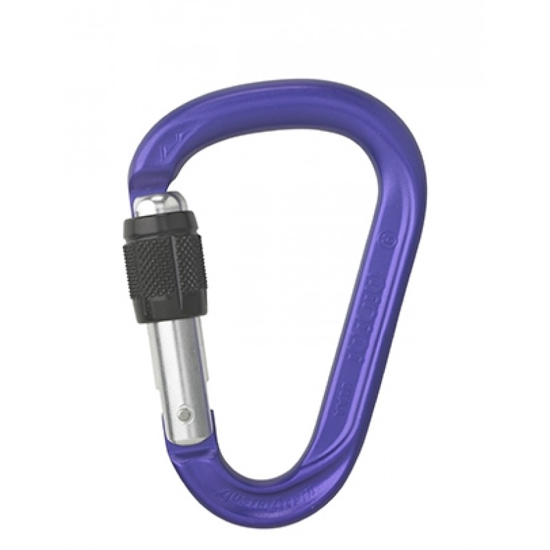 Lila Karabiner mit Schraubverschluss für Klettern und Outdoor-Aktivitäten
