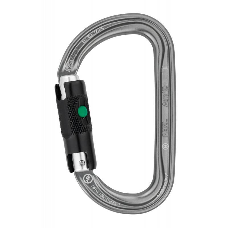 Sicherheitskarabiner mit Schraubverschluss, ideal für Klettern und Outdoor-Aktivitäten.