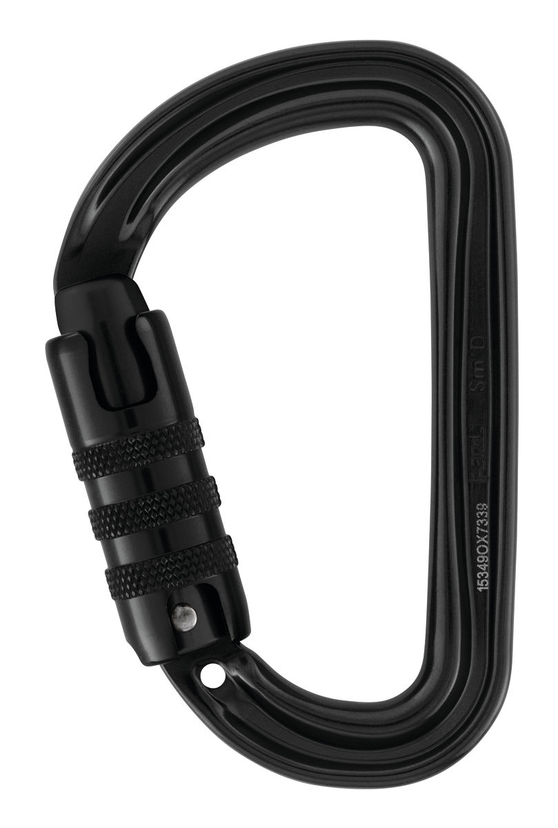 Schwarzer Karabinerhaken mit Schraubsicherung für Klettern und Outdoor-Aktivitäten