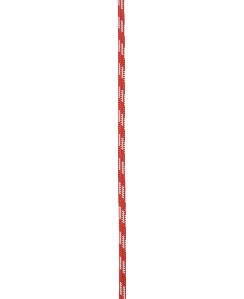 Rotes Textilband mit weißen Zickzackmustern, ideal für Bastelprojekte und Dekoration.