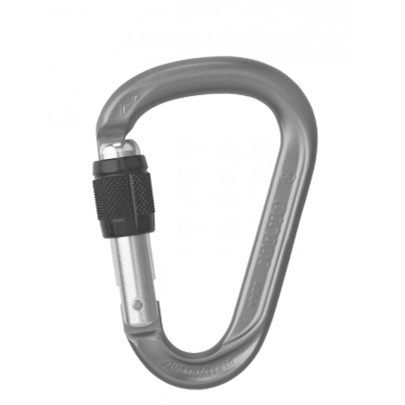 Sicherheitskarabiner aus Aluminium mit Schraubverschluss für Klettern und Outdoor-Aktivitäten.