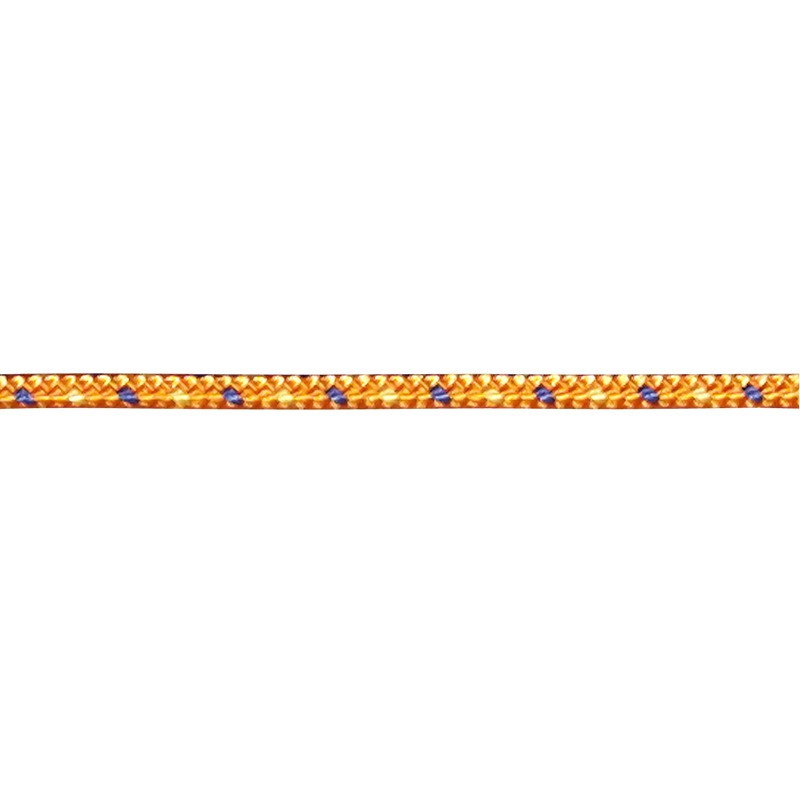 Bunte geflochtene Schnur in Orange und Blau auf weißem Hintergrund, ideal für Bastelprojekte und DIY-Anwendungen.