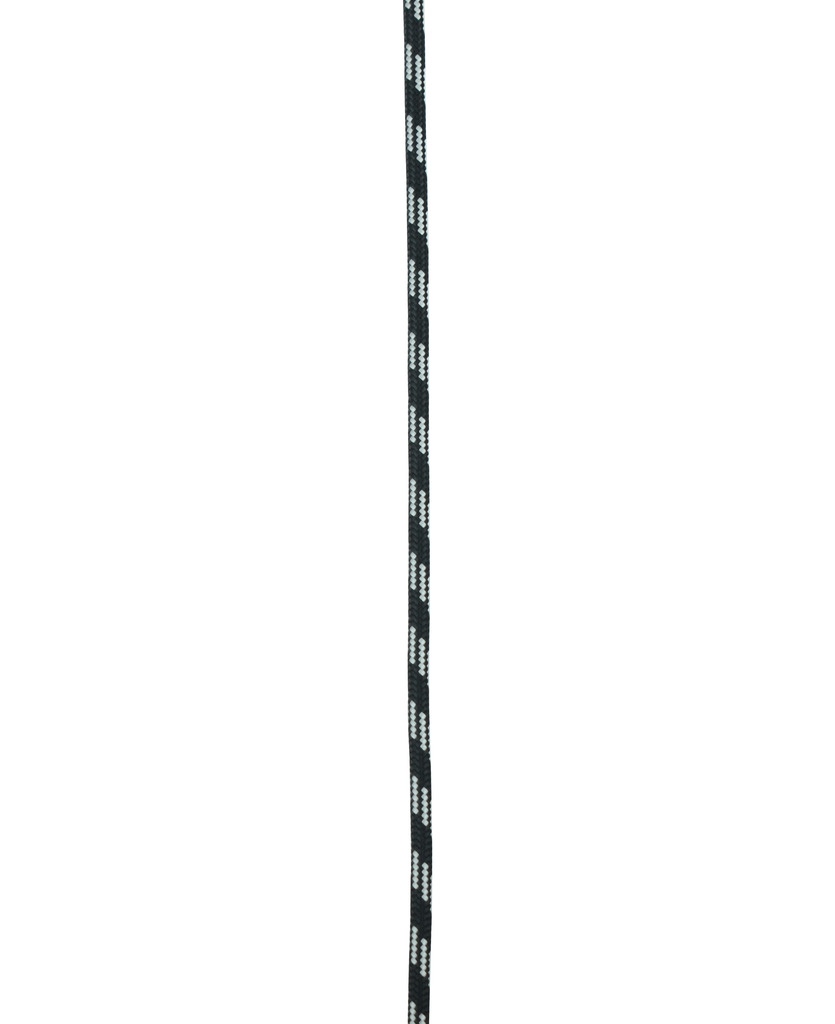 Schwarzes Textilband mit weißen Zickzack-Mustern, ideal für kreative DIY-Projekte und Bastelarbeiten.