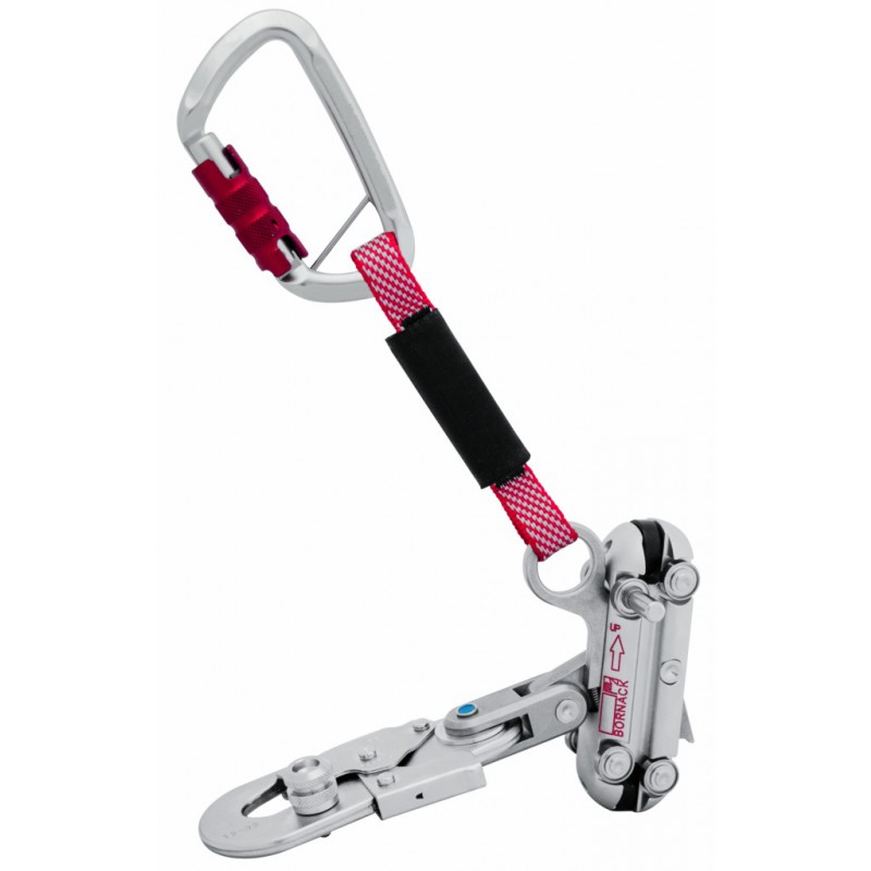 Sicherheitskarabiner mit Seilzugmechanismus für Klettern und Bergsteigen, robust und zuverlässig.