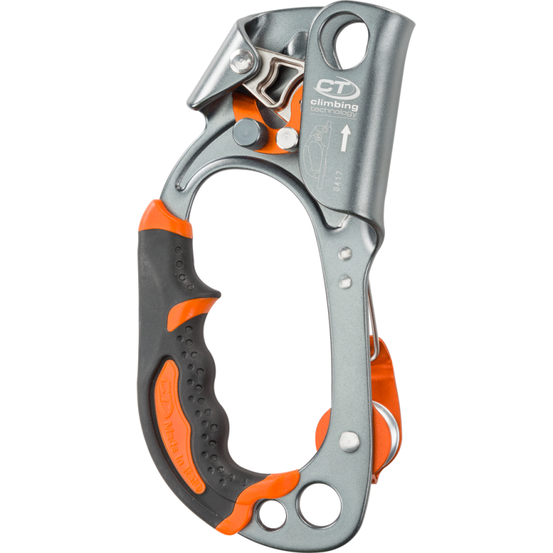 CT Climbing Handsteigklemme mit orangefarbenen Akzenten und ergonomischem Griff für sicheres Klettern.