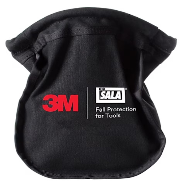 Schwarze Werkzeugtasche mit 3M und DBI SALA Logo für Absturzsicherung von Werkzeugen.