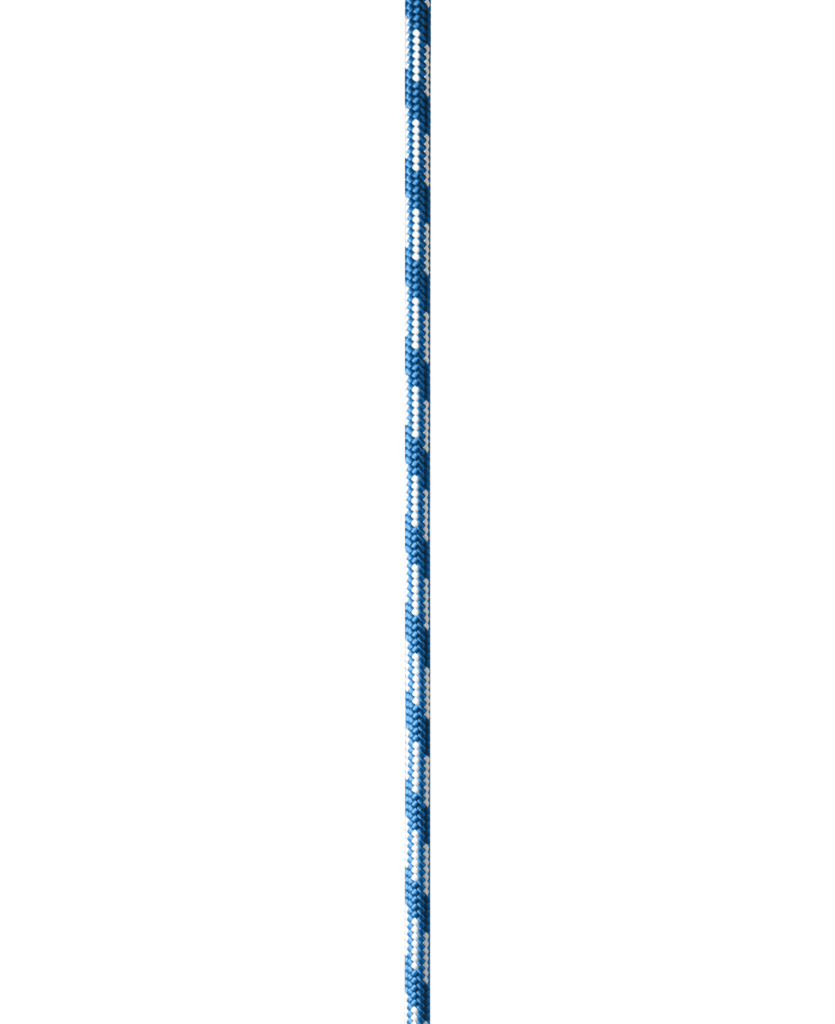 Blaue Kletterseil mit weißen Markierungen, ideal für Outdoor-Aktivitäten und Bergsteigen.