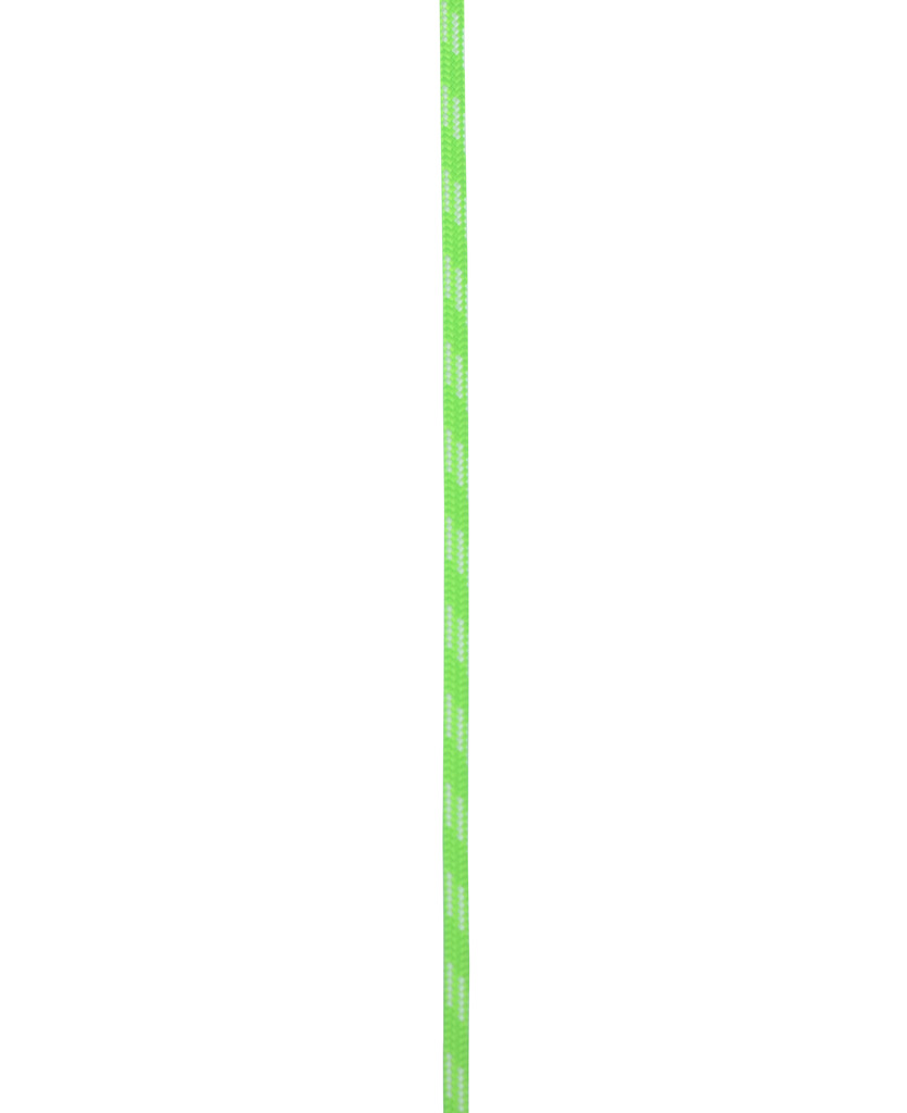 Grüne Schnur mit weißen Streifen auf hellem Hintergrund, ideal für Bastelprojekte und Dekoration.