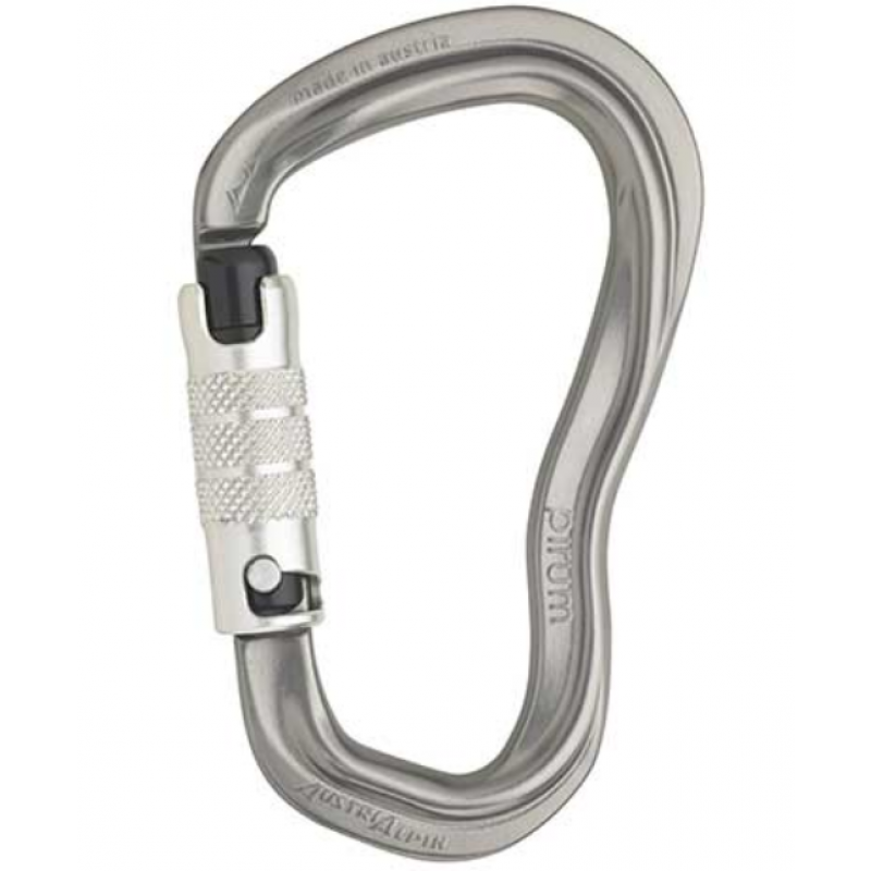 Sicherheitskarabiner aus Aluminium mit Schraubverschluss, ideal für Klettern und Outdoor-Aktivitäten.